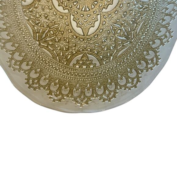 Artistic Accents Mandala Turkish Gold Lace Glass Oval Serving Bowl 12.5in New - Picture 15 of 16